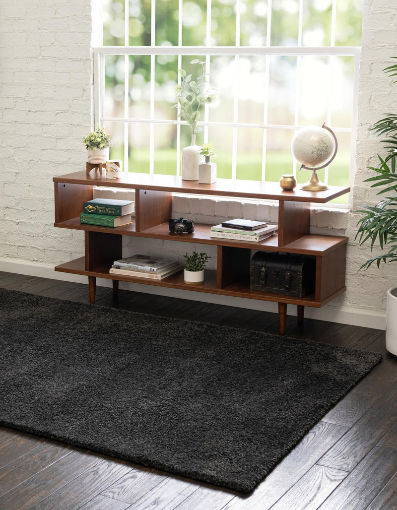 Solid Shag Seaside Collection Area Rug - Azure Cove (Charcoal) Rectangle Charcoal  lifestyle 3