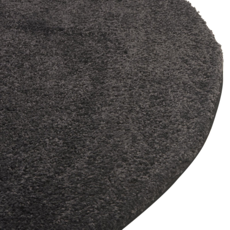 Solid Shag Seaside Collection Area Rug - Azure Cove (Charcoal) Round Charcoal  lifestyle 27