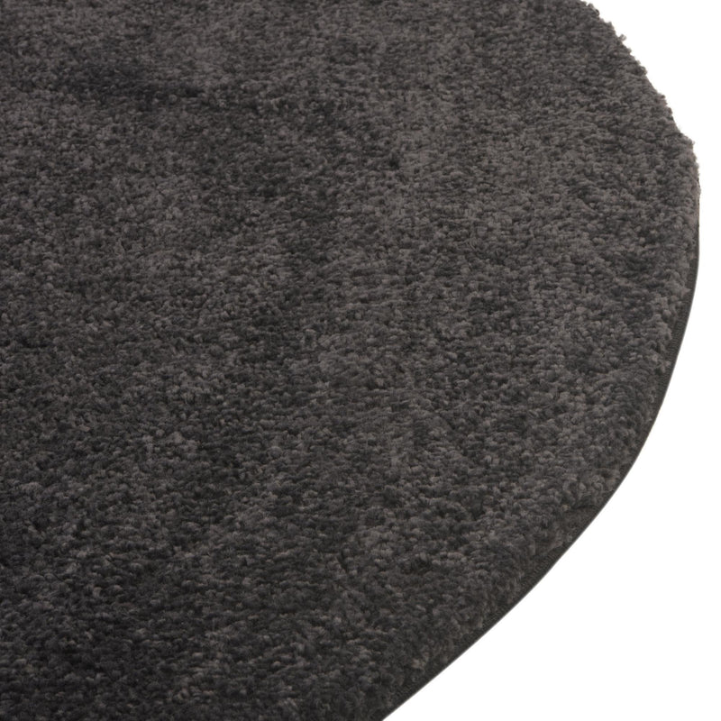 Solid Shag Seaside Collection Area Rug - Azure Cove (Charcoal) Round Charcoal  lifestyle 30