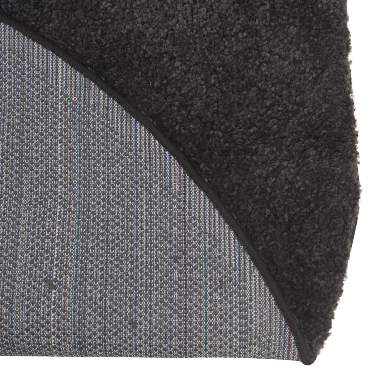 Solid Shag Seaside Collection Area Rug - Azure Cove (Charcoal) Round Charcoal  lifestyle 31