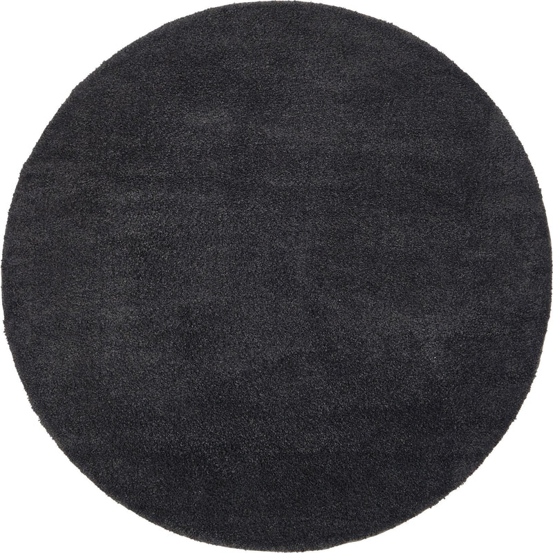 Solid Shag Seaside Collection Area Rug - Azure Cove (Charcoal) Round Charcoal  lifestyle 17