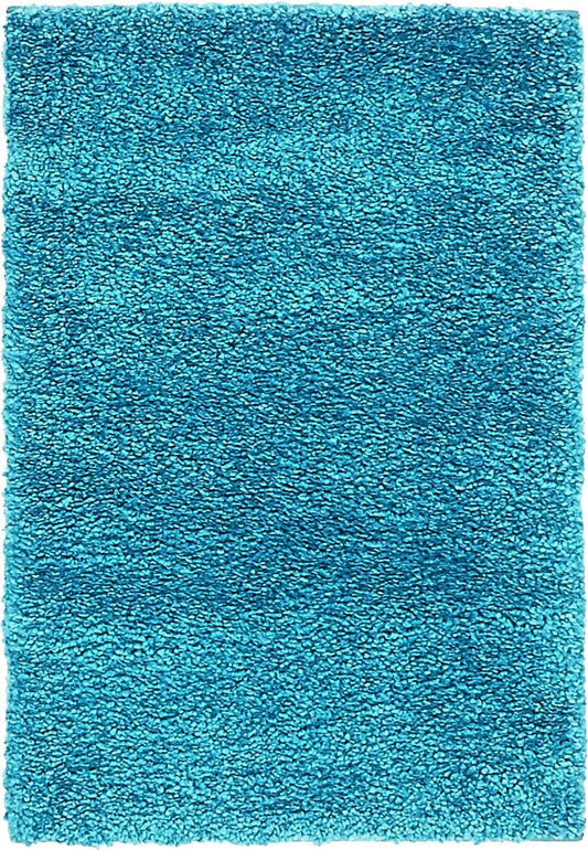 Solid Shag Seaside Collection Area Rug - Azure Cove (Turquoise) Rectangle Turquoise Main