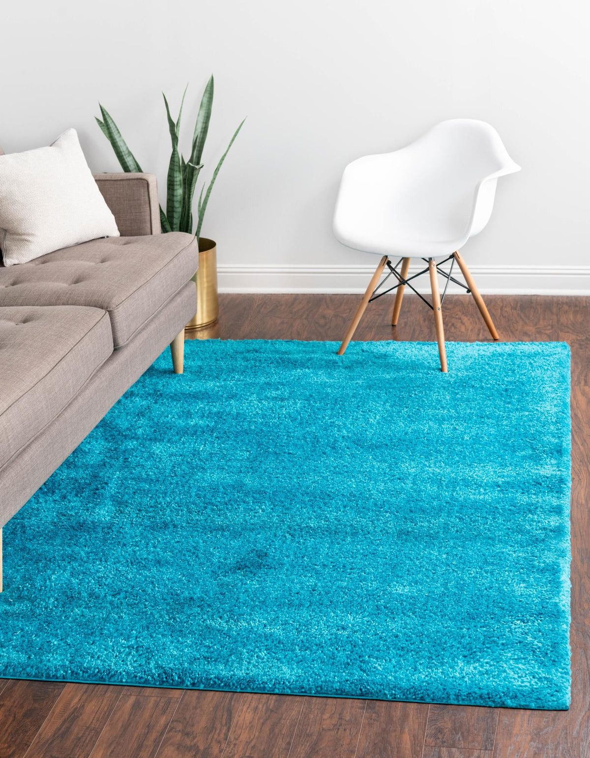 Solid Shag Seaside Collection Area Rug - Azure Cove (Turquoise) Rectangle Turquoise  lifestyle 2