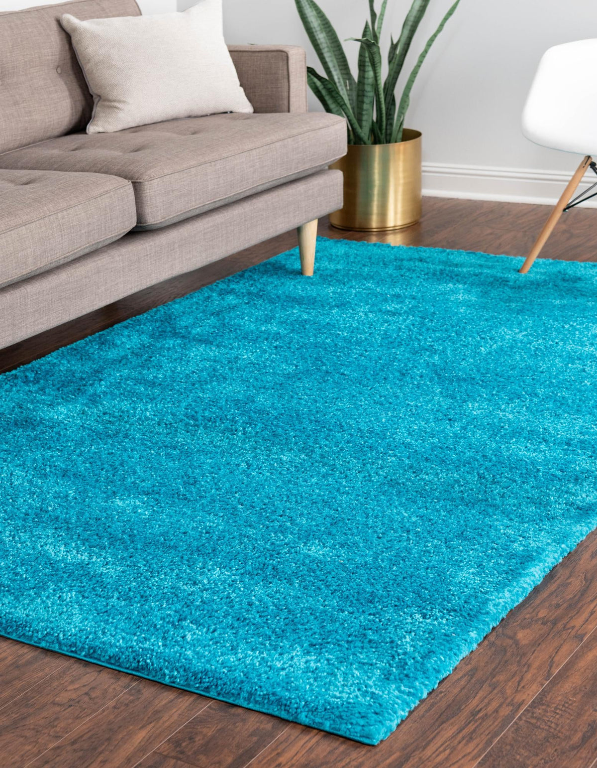Solid Shag Seaside Collection Area Rug - Azure Cove (Turquoise) Rectangle Turquoise  lifestyle 3