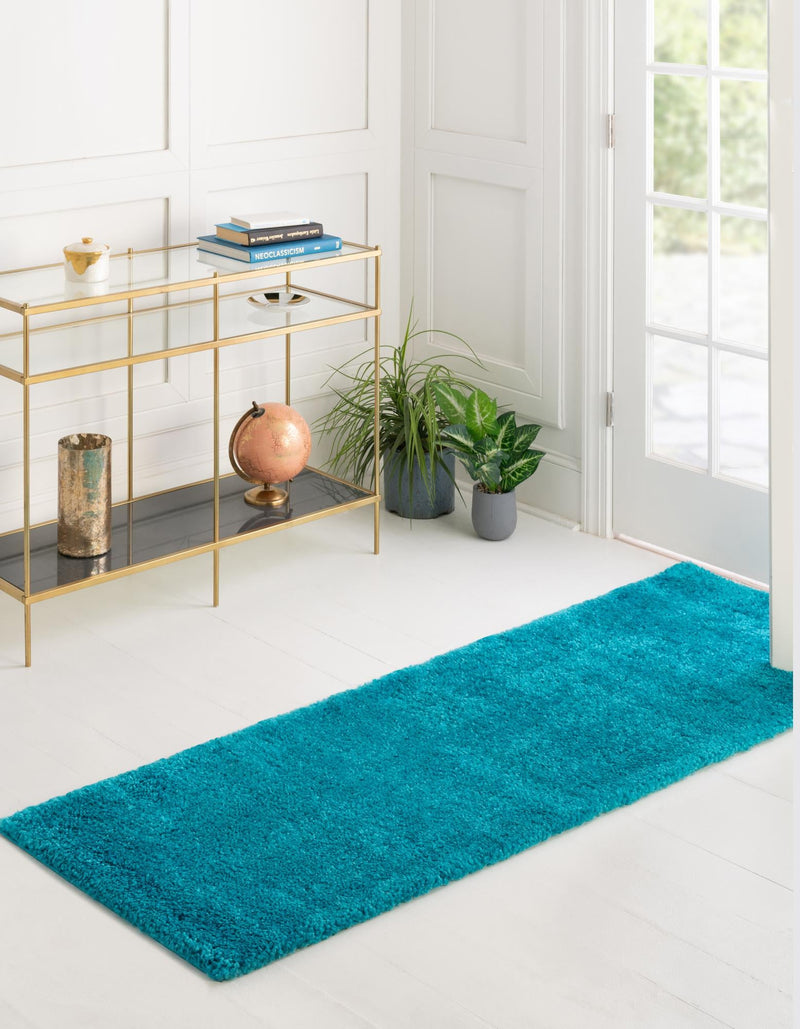 Solid Shag Seaside Collection Area Rug - Azure Cove (Turquoise) Runner Turquoise  lifestyle 22