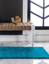 Solid Shag Seaside Collection Area Rug - Azure Cove (Turquoise) Runner Turquoise  lifestyle 24