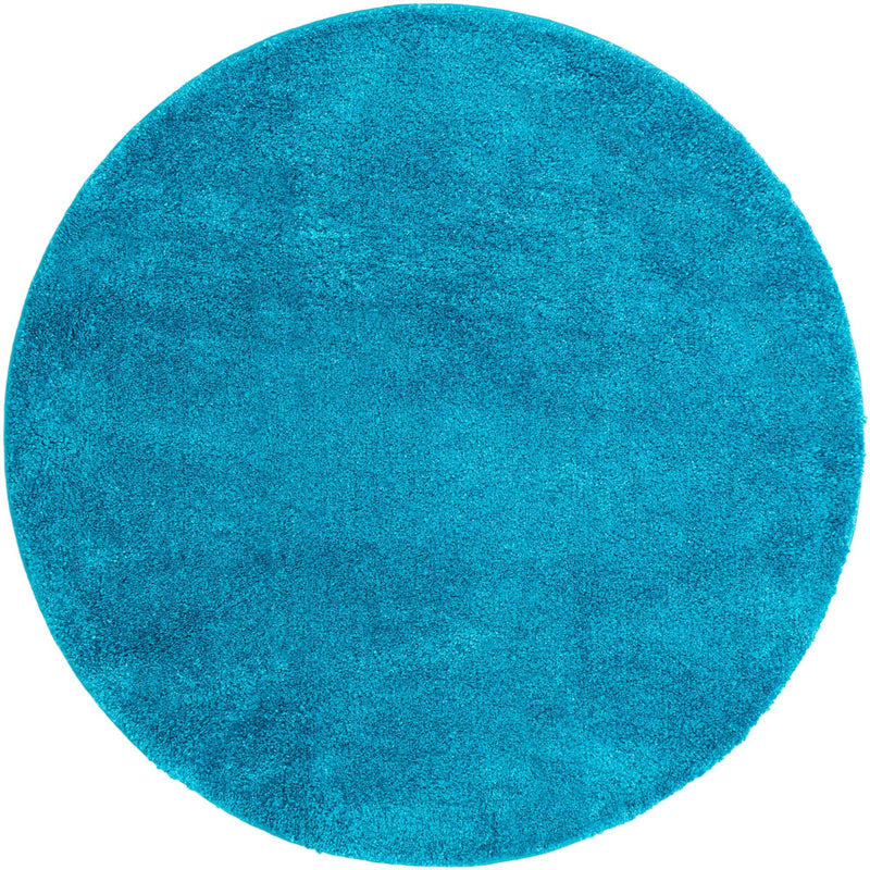 Solid Shag Seaside Collection Area Rug - Azure Cove (Turquoise) Round Turquoise  lifestyle 19