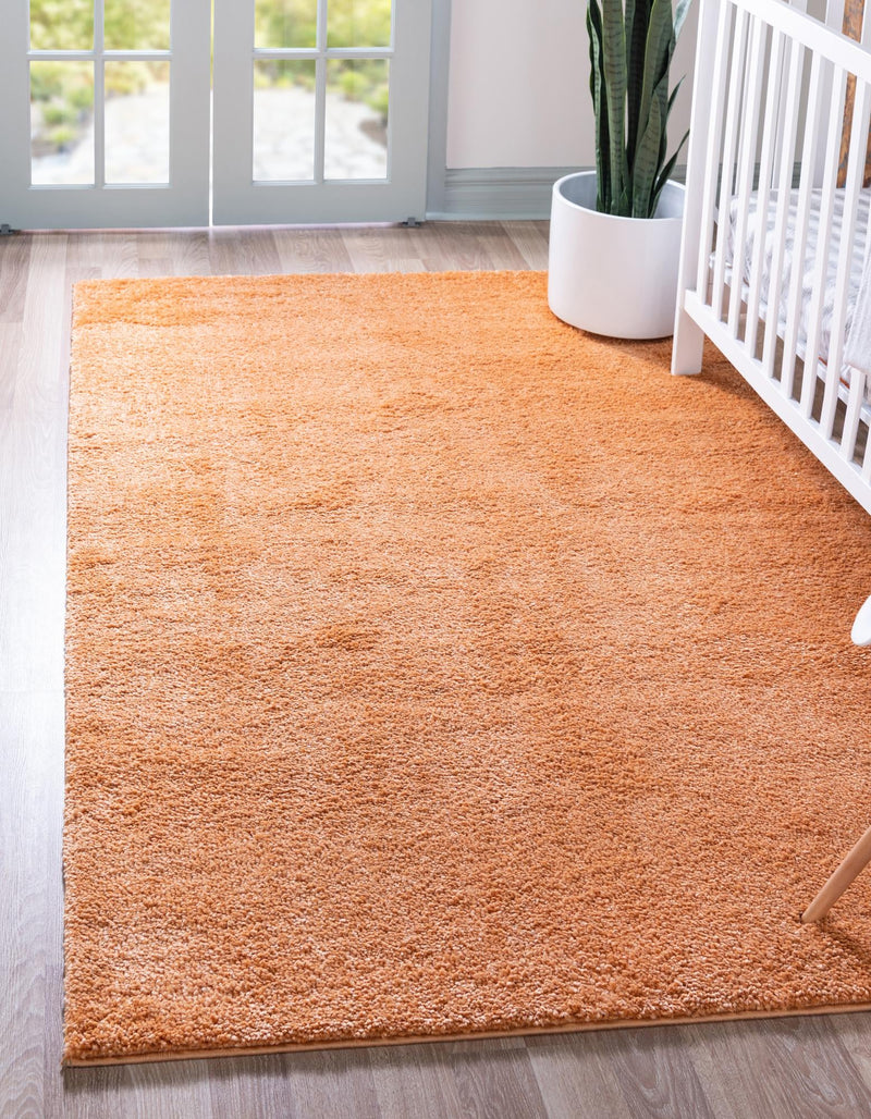 Solid Shag Seaside Collection Area Rug - Azure Cove (Orange) Rectangle Orange  lifestyle 2
