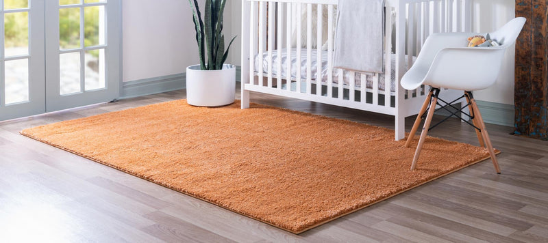 Solid Shag Seaside Collection Area Rug - Azure Cove (Orange) Rectangle Orange  lifestyle 3