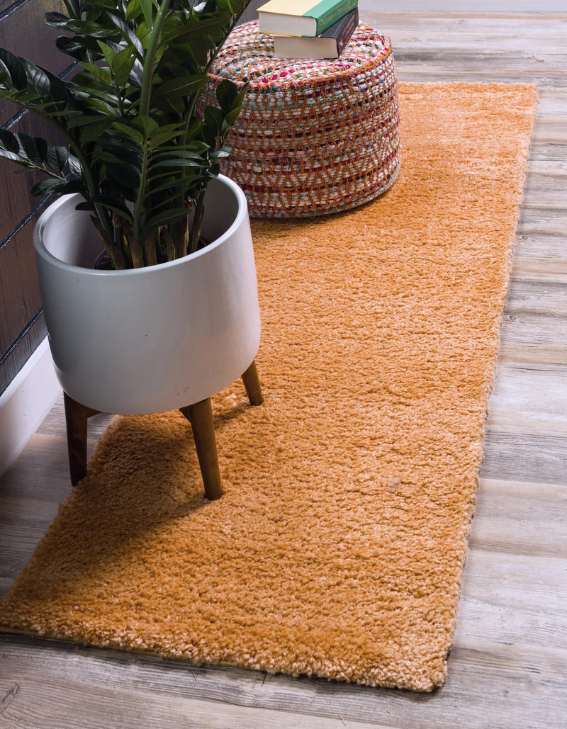 Solid Shag Seaside Collection Area Rug - Azure Cove (Orange) Runner Orange  lifestyle 12