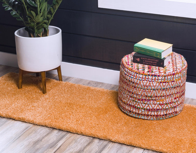Solid Shag Seaside Collection Area Rug - Azure Cove (Orange) Runner Orange  lifestyle 14