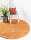 Solid Shag Seaside Collection Area Rug - Azure Cove (Orange) Round Orange  lifestyle 13