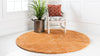 Solid Shag Seaside Collection Area Rug - Azure Cove (Orange) Round Orange  lifestyle 15