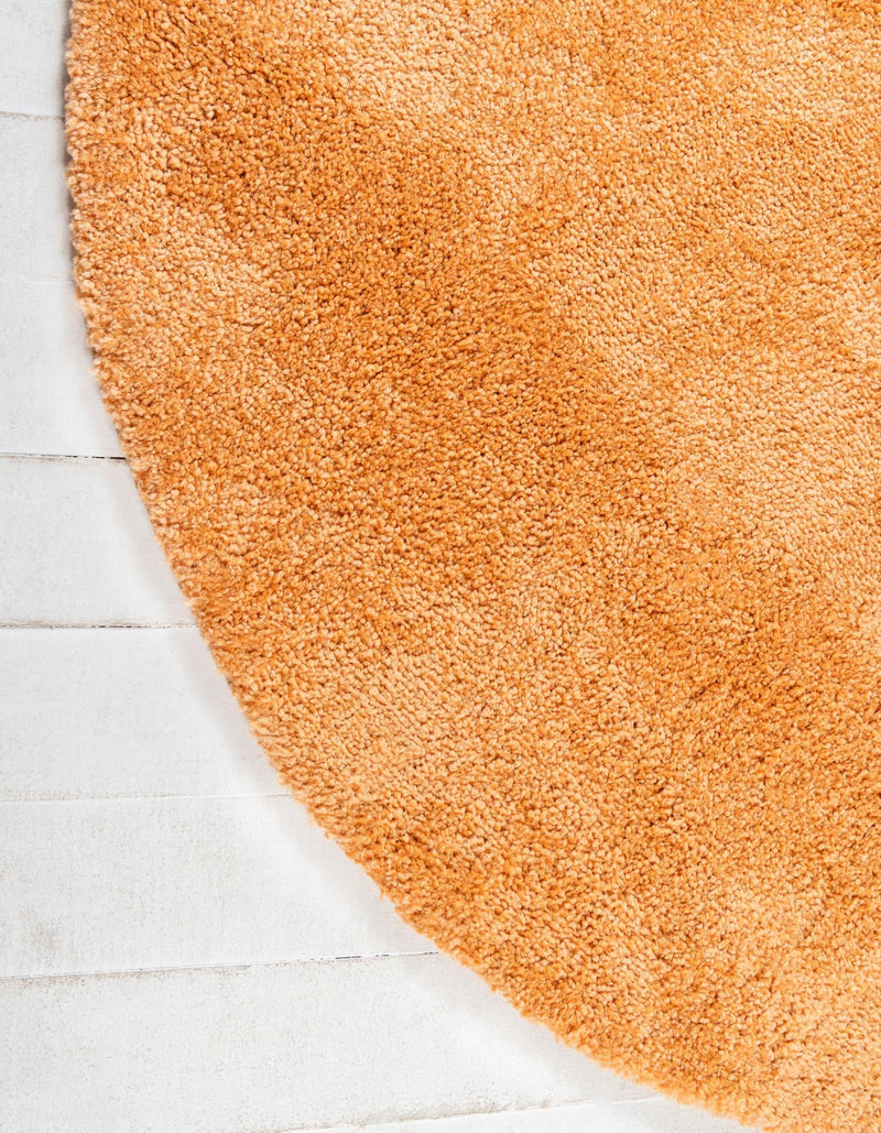Solid Shag Seaside Collection Area Rug - Azure Cove (Orange) Round Orange  lifestyle 27