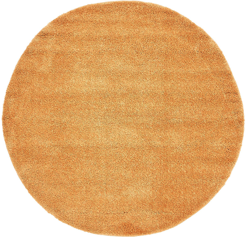 Solid Shag Seaside Collection Area Rug - Azure Cove (Orange) Round Orange  lifestyle 11