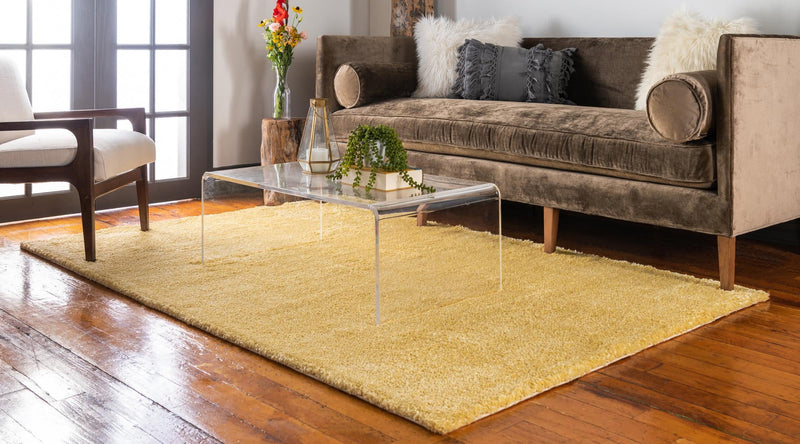 Solid Shag Seaside Collection Area Rug - Azure Cove (Yellow) Rectangle Yellow  lifestyle 4