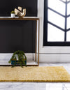 Solid Shag Seaside Collection Area Rug - Azure Cove (Yellow) Runner Yellow  lifestyle 22