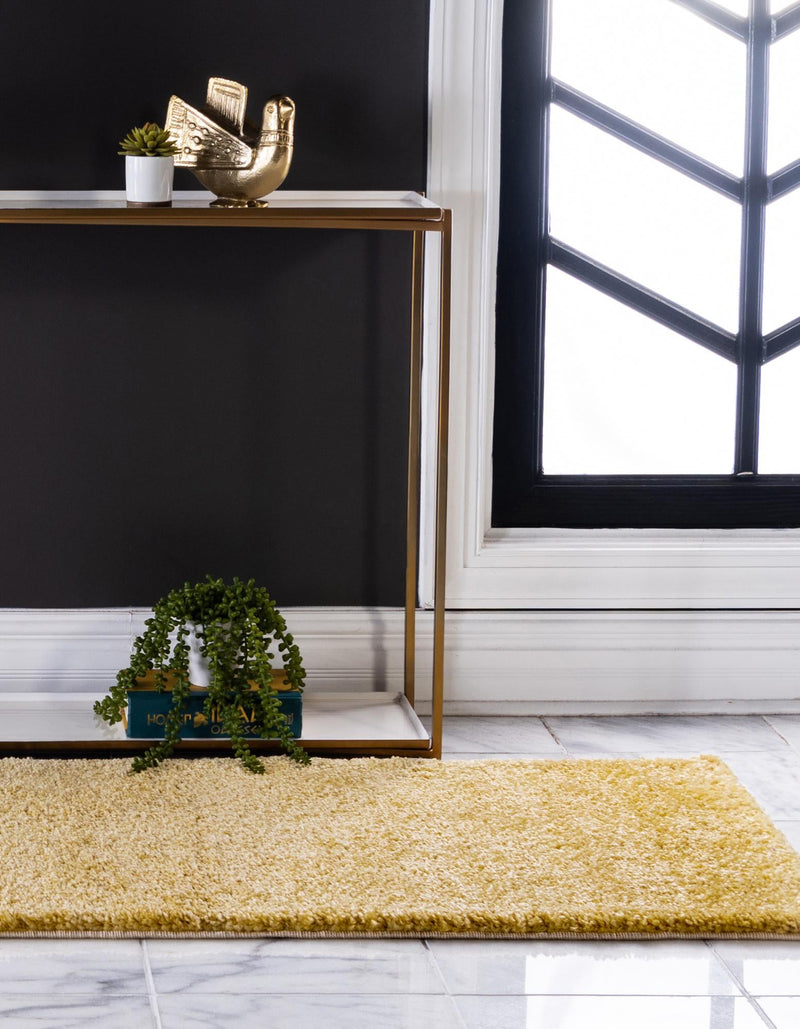 Solid Shag Seaside Collection Area Rug - Azure Cove (Yellow) Runner Yellow  lifestyle 22