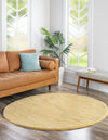 Solid Shag Seaside Collection Area Rug - Azure Cove (Yellow) Round Yellow  lifestyle 19
