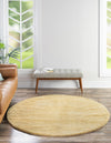 Solid Shag Seaside Collection Area Rug - Azure Cove (Yellow) Round Yellow  lifestyle 21