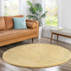 Solid Shag Seaside Collection Area Rug - Azure Cove (Yellow) Round Yellow  lifestyle 47
