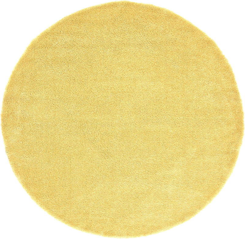 Solid Shag Seaside Collection Area Rug - Azure Cove (Yellow) Round Yellow  lifestyle 17