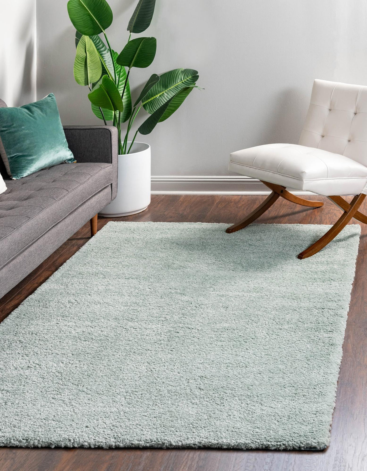 Solid Shag Seaside Collection Area Rug - Azure Cove (Light Blue) Rectangle Light Blue  lifestyle 2