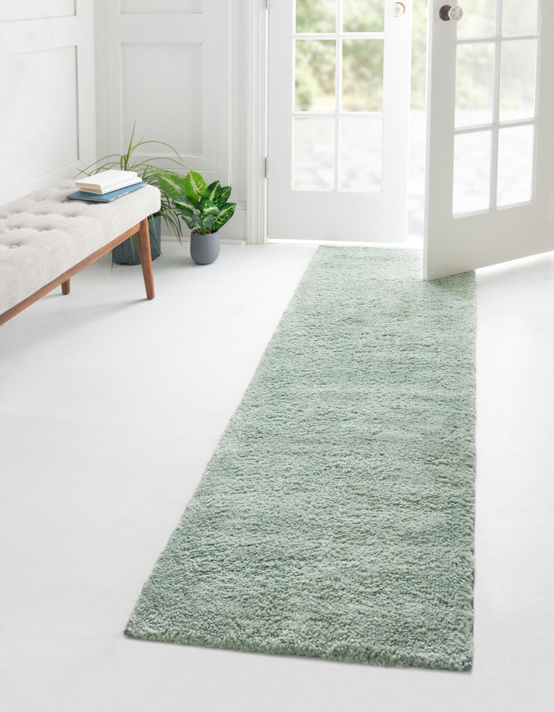 Solid Shag Seaside Collection Area Rug - Azure Cove (Light Blue) Runner Light Blue  lifestyle 20