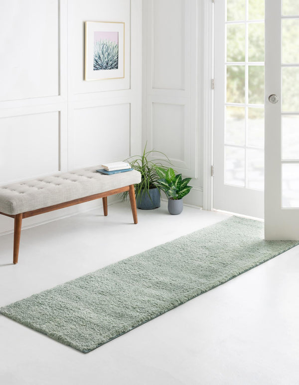 Solid Shag Seaside Collection Area Rug - Azure Cove (Light Blue) Runner Light Blue  lifestyle 22