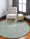 Solid Shag Seaside Collection Area Rug - Azure Cove (Light Blue) Round Light Blue  lifestyle 25