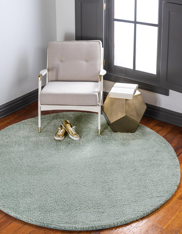 Solid Shag Seaside Collection Area Rug - Azure Cove (Light Blue) Round Light Blue  lifestyle 25