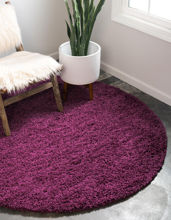 Plush Oasis Collection Area Rug - Serenity (Eggplant Purple) Round Eggplant Purple  lifestyle 0