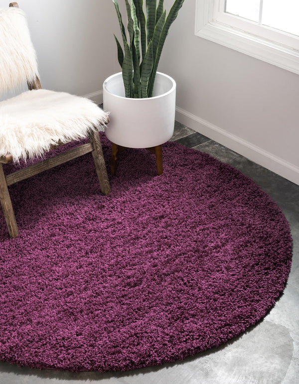 Plush Oasis Collection Area Rug - Serenity (Eggplant Purple) Round Eggplant Purple  lifestyle 7