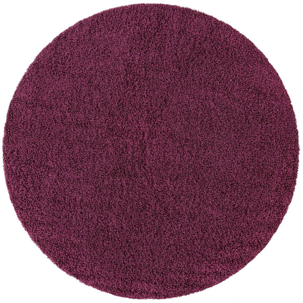 Plush Oasis Collection Area Rug - Serenity (Eggplant Purple) Round Eggplant Purple Main