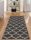 Garden Lattice Oasis Collection Area Rug - Arbor (Black) Runner Black  lifestyle 10