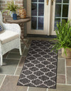 Garden Lattice Oasis Collection Area Rug - Arbor (Black) Runner Black  lifestyle 11