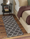 Garden Lattice Oasis Collection Area Rug - Arbor (Black) Runner Black  lifestyle 12