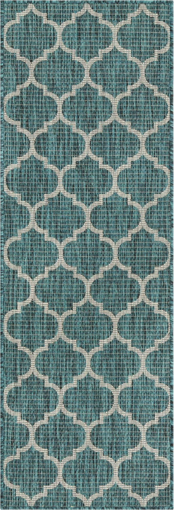 Garden Lattice Oasis Collection Area Rug - Arbor (Teal) Runner Teal Main