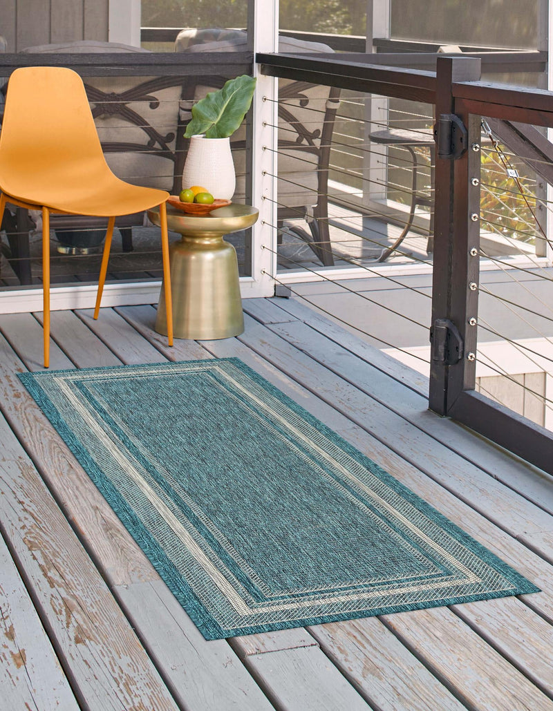 Patio Perimeter Collection Area Rug - Veranda (Teal) Runner Teal  lifestyle 2