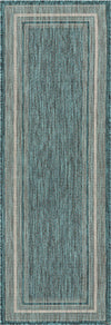 Terrace Fringe Collection Area Rug - Veranda (Teal) Runner Teal  lifestyle 31