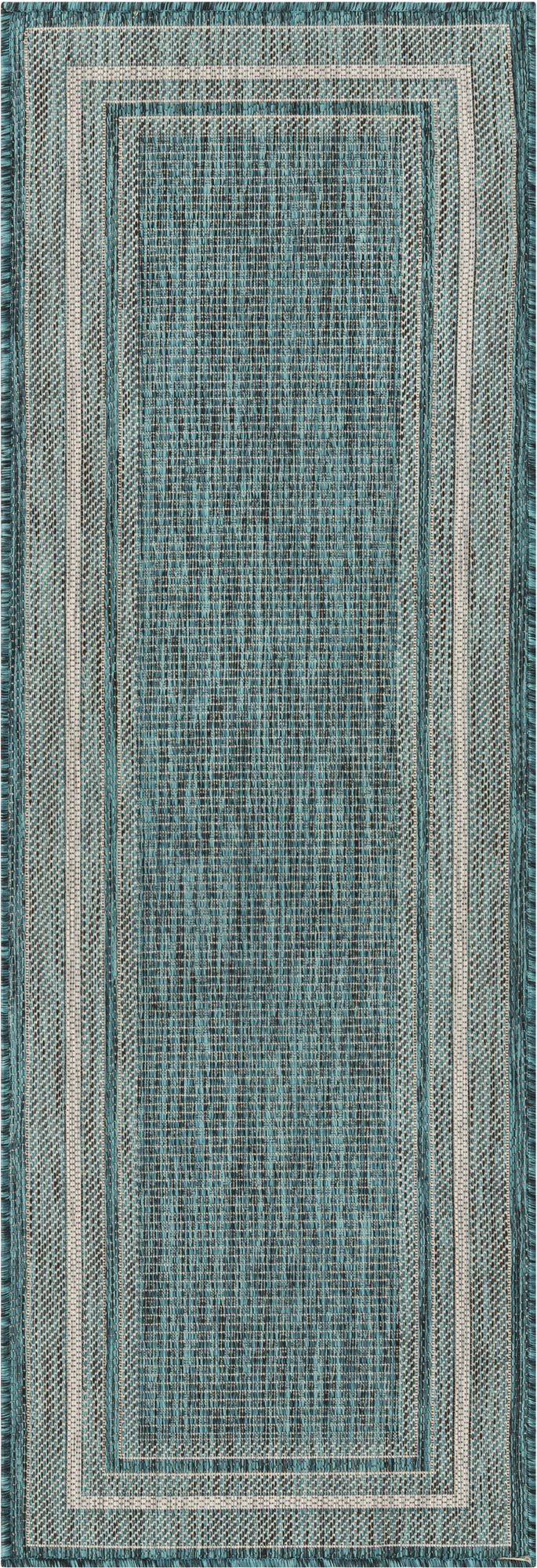 Terrace Fringe Collection Area Rug - Veranda (Teal) Runner Teal  lifestyle 31