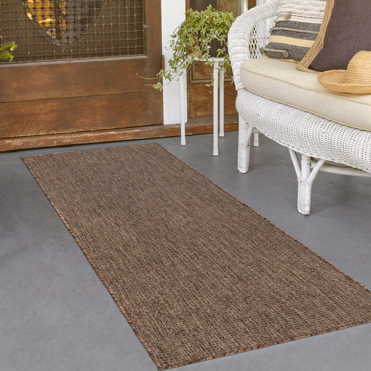 Patio Perfection Collection Area Rug - Veranda (Light Brown) Runner Light Brown  lifestyle 25