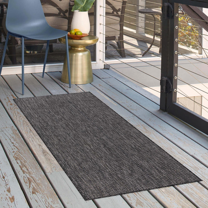 Patio Perfection Collection Area Rug - Veranda (Black) Runner Black  lifestyle 15