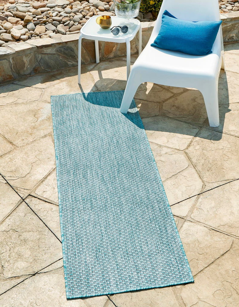 Patio Perfection Collection Area Rug - Veranda (Aquamarine) Runner Aquamarine  lifestyle 0