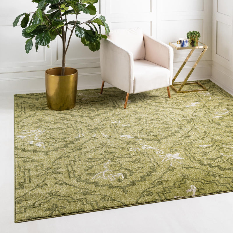 Venetian Tapestry Collection Area Rug -  Cannaregio Square Light Green  lifestyle 39