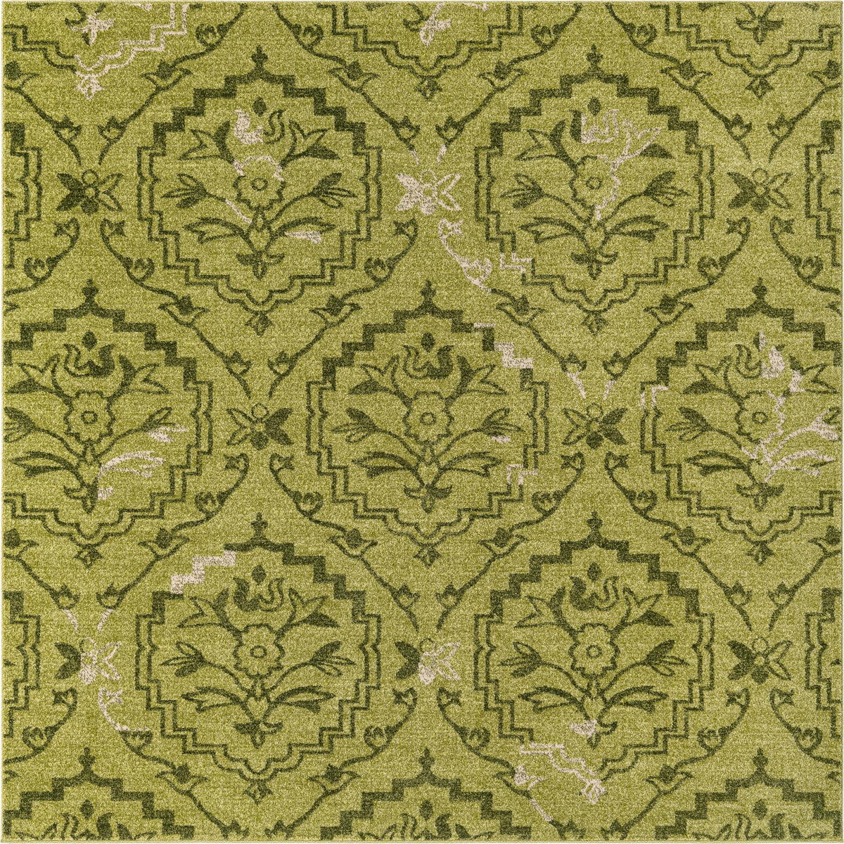 Venetian Tapestry Collection Area Rug -  Cannaregio Square Light Green  lifestyle 35