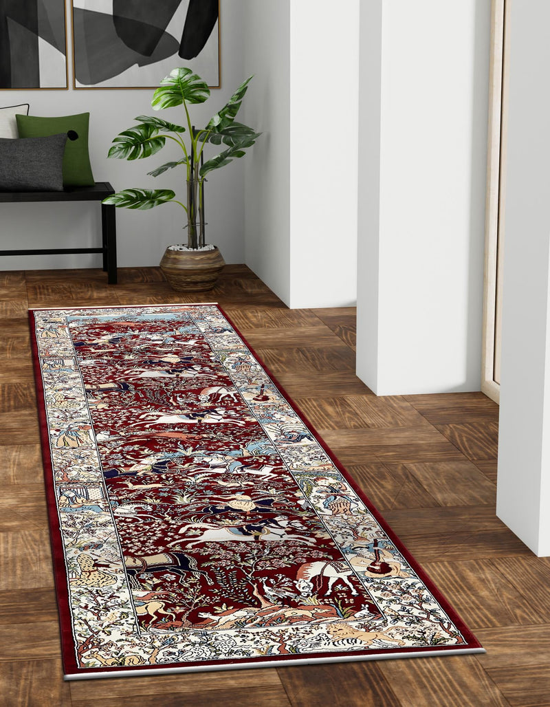 Persian Elegance Collection Area Rug -  Tabriz Runner Burgundy  lifestyle 95