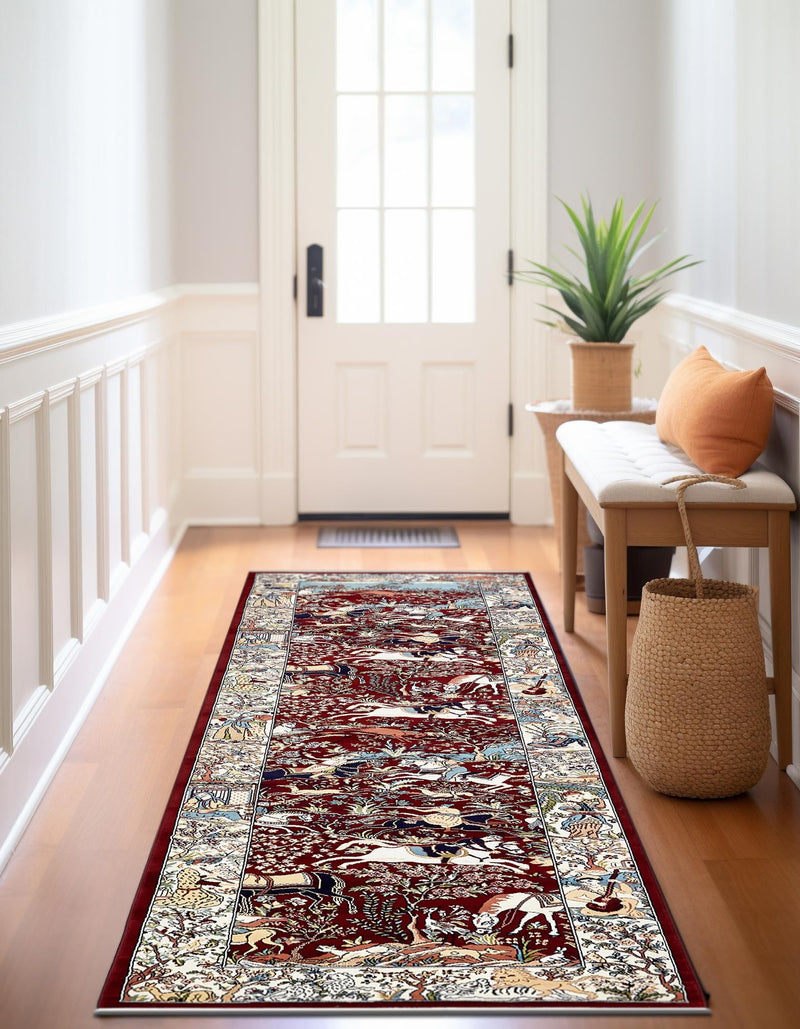 Persian Elegance Collection Area Rug -  Tabriz Runner Burgundy  lifestyle 102