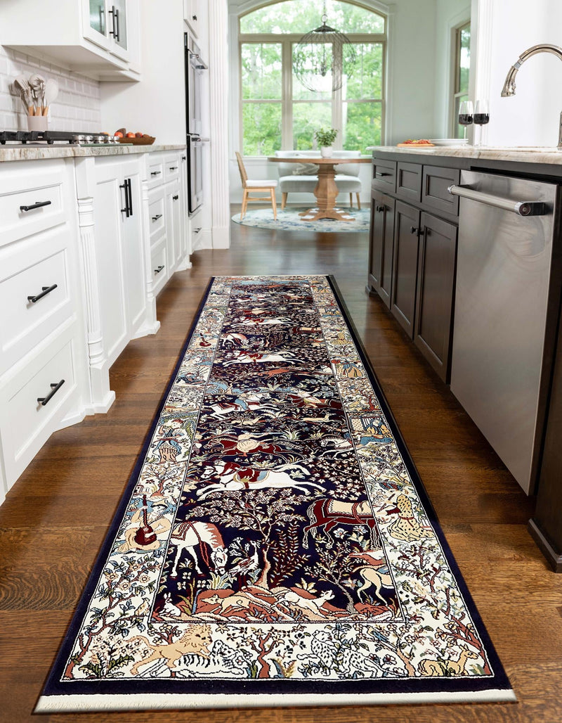Persian Elegance Collection Area Rug -  Tabriz Runner Navy Blue  lifestyle 104