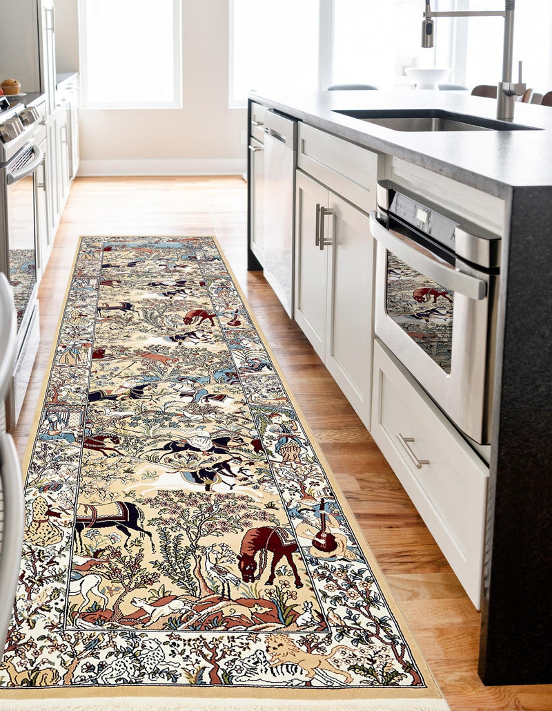Persian Elegance Collection Area Rug -  Tabriz Runner Tan  lifestyle 97